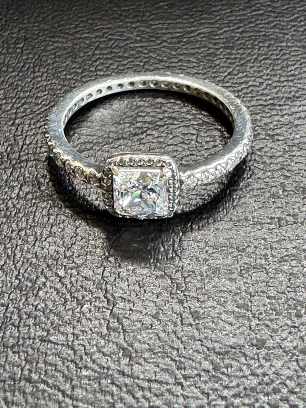 Pandora Square Sparkle Halo Ring Size 9 - Picture 4 of 8